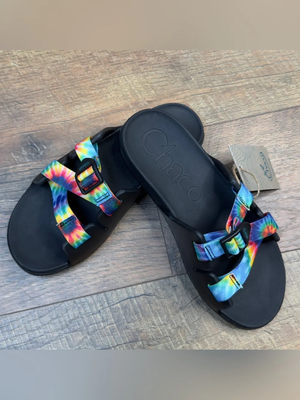 Chaco Chillos Kids Slides Sandals Dark Tie Dye Size 6 Youth JCH180342 NWT